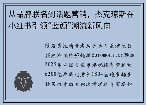 从品牌联名到话题营销，杰克琼斯在小红书引领“蓝颜”潮流新风向